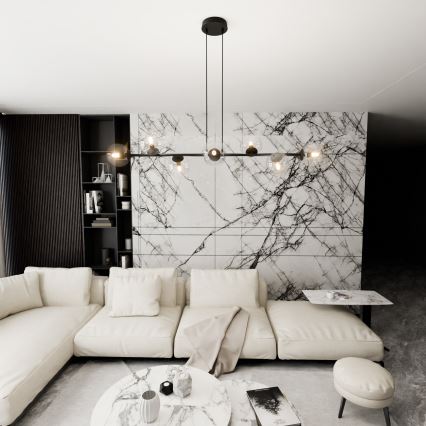 Csillár zsinóron ROSSI 8xE14/10W/230V fekete/átlátszó