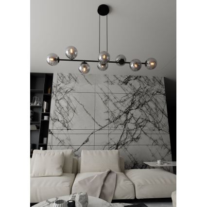 Csillár zsinóron ROSSI 8xE14/10W/230V fekete/szürke