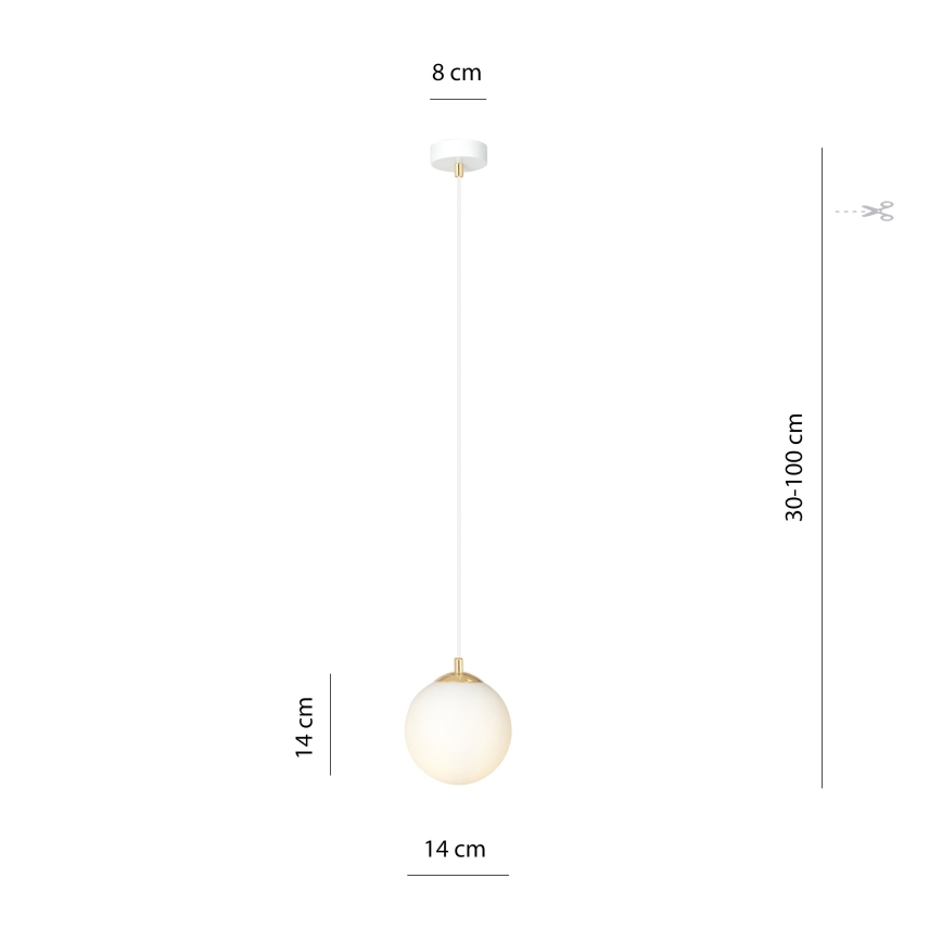Csillár zsinóron ROYAL 1xE14/10W/230V átm. 14 cm fehér