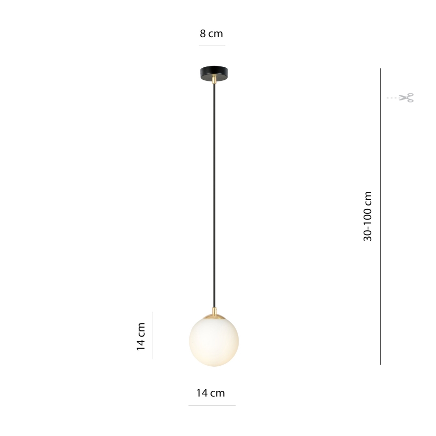 Csillár zsinóron ROYAL 1xE14/10W/230V átm. 14 cm fekete