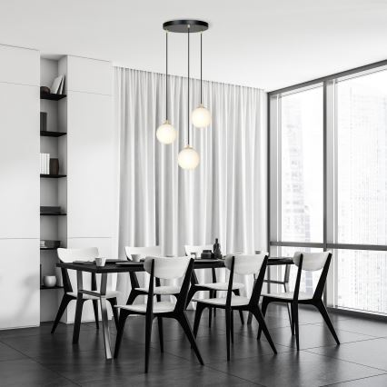 Csillár zsinóron ROYAL 3xE14/10W/230V átm. 30 cm fekete