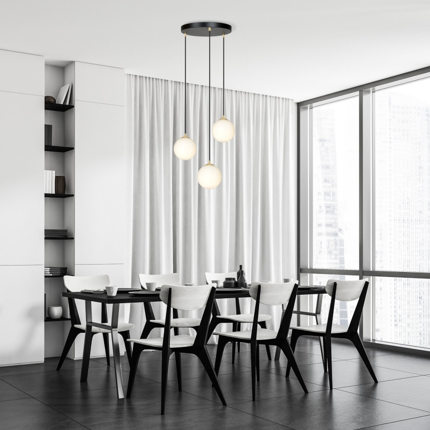 Csillár zsinóron ROYAL 3xE14/10W/230V átm. 30 cm fekete