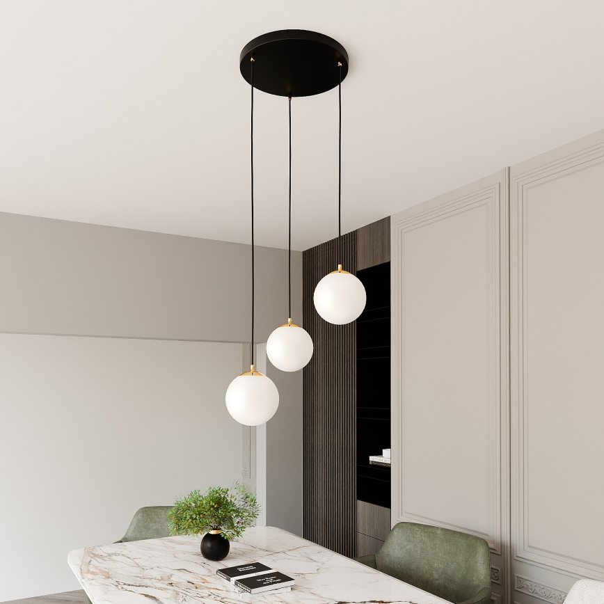 Csillár zsinóron ROYAL 3xE14/10W/230V átm. 30 cm fekete
