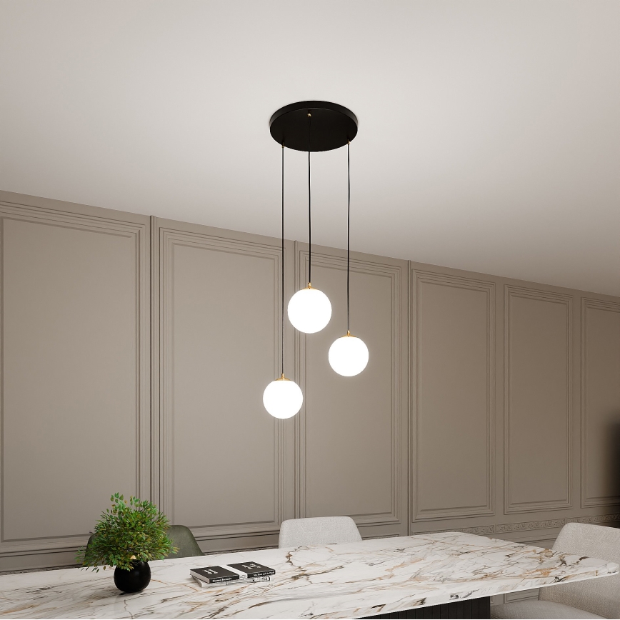 Csillár zsinóron ROYAL 3xE14/10W/230V átm. 30 cm fekete