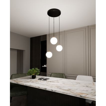 Csillár zsinóron ROYAL 3xE14/10W/230V átm. 30 cm fekete