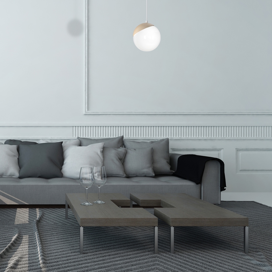 Csillár zsinóron SFERA WOOD 1xE14/40W/230V fehér