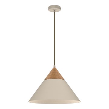 Csillár zsinóron SINGLE 1xE27/15W/230V bézs/bükkfa