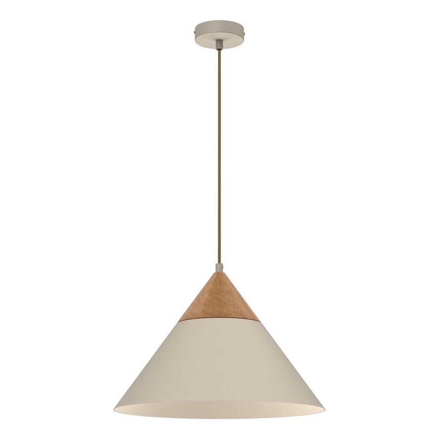 Csillár zsinóron SINGLE 1xE27/15W/230V bézs/bükkfa