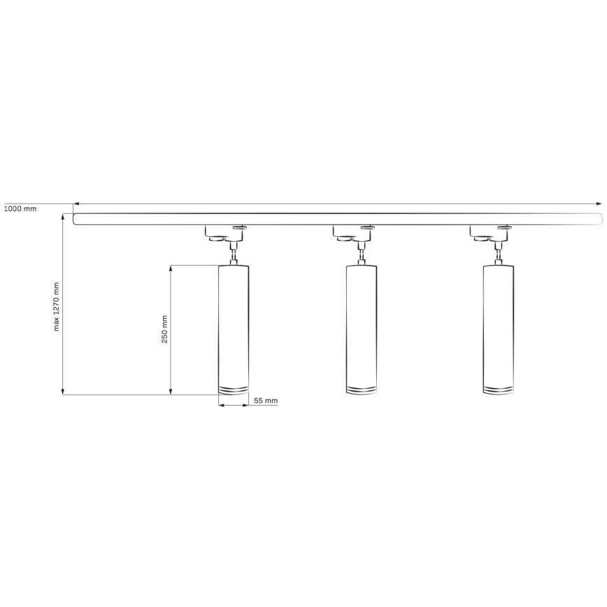Csillár zsinóron sínrendszerhez MARIBEL 3xGU10/10W/230V + 1 m sín rendszer fekete