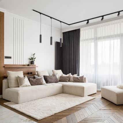 Csillár zsinóron sínrendszerhez PÁRIZS 3xGU10/10W/230V + 1 m sín rendszer fekete