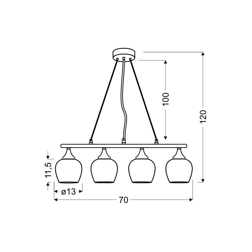 Csillár zsinóron SIRIUS 4xE27/60W/230V