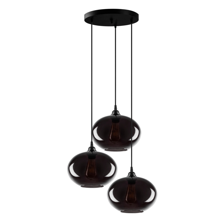 Csillár zsinóron SMOKED 3xE27/40W/230V