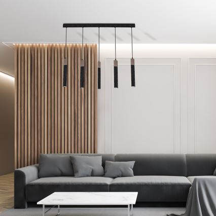 Csillár zsinóron SOLO 5xGU10/MR11/40W/230V fekete