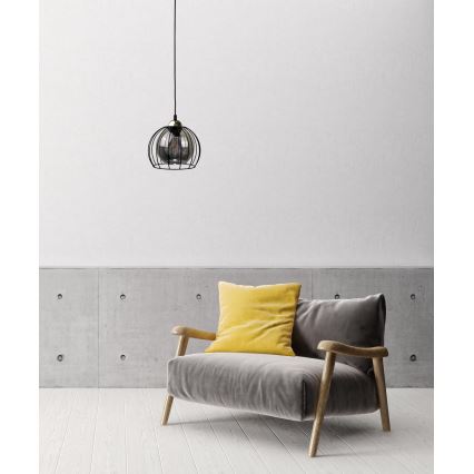 Csillár zsinóron SOLO BLACK 1xE27/60W230V fekete/arany