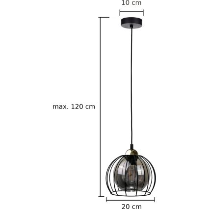 Csillár zsinóron SOLO BLACK 1xE27/60W230V fekete/arany