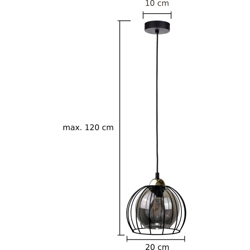 Csillár zsinóron SOLO BLACK 1xE27/60W230V fekete/arany