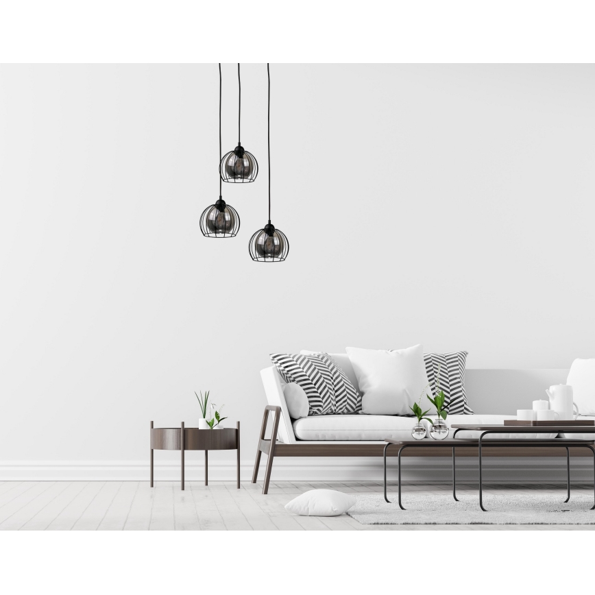 Csillár zsinóron SOLO BLACK 3xE27/60W/230V á. 30 cm