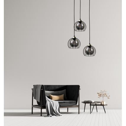 Csillár zsinóron SOLO BLACK 3xE27/60W230V fekete/arany