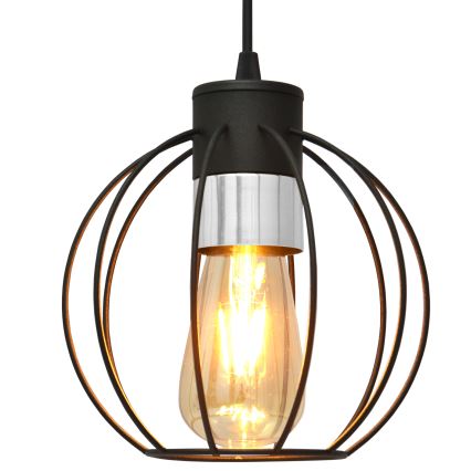 Csillár zsinóron STARLIGHT 1xE27/15W/230V fekete/ezüst