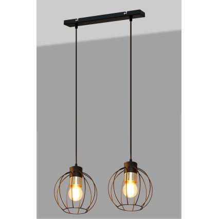 Csillár zsinóron STARLIGHT 2xE27/15W/230V fekete/arany