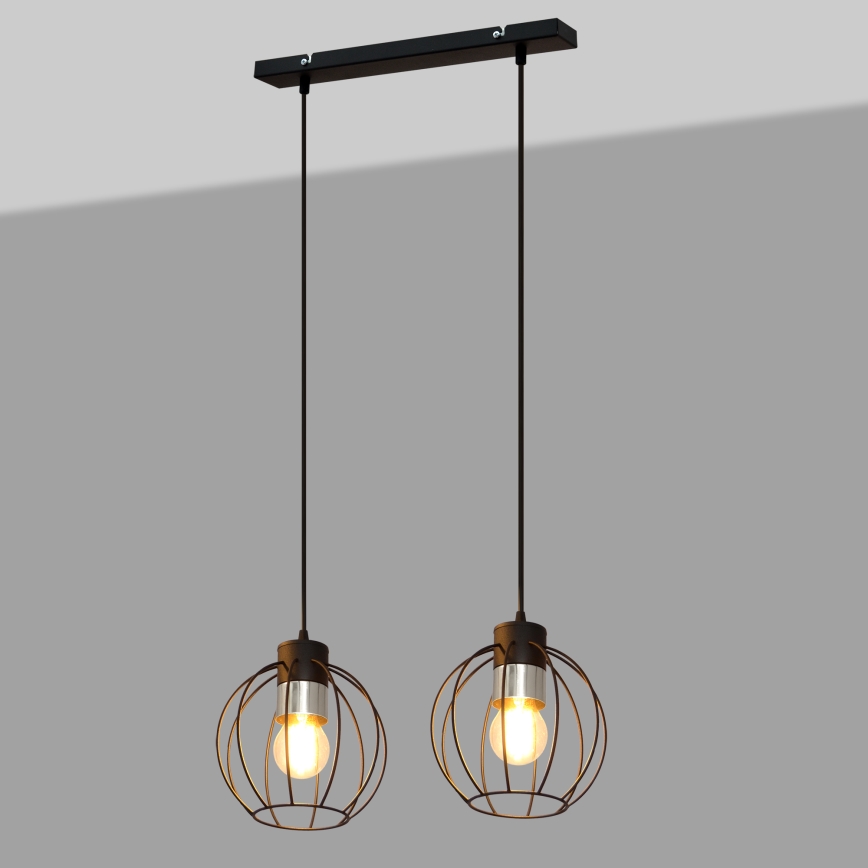 Csillár zsinóron STARLIGHT 2xE27/15W/230V fekete/ezüst