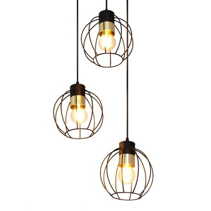 Csillár zsinóron STARLIGHT 3xE27/15W/230V fekete/arany