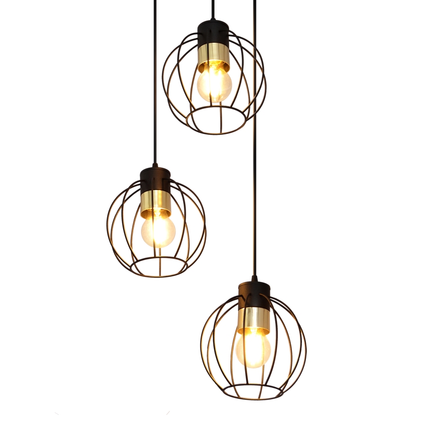 Csillár zsinóron STARLIGHT 3xE27/15W/230V fekete/arany