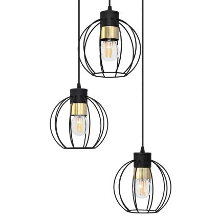 Csillár zsinóron STARLIGHT 3xE27/15W/230V fekete/arany