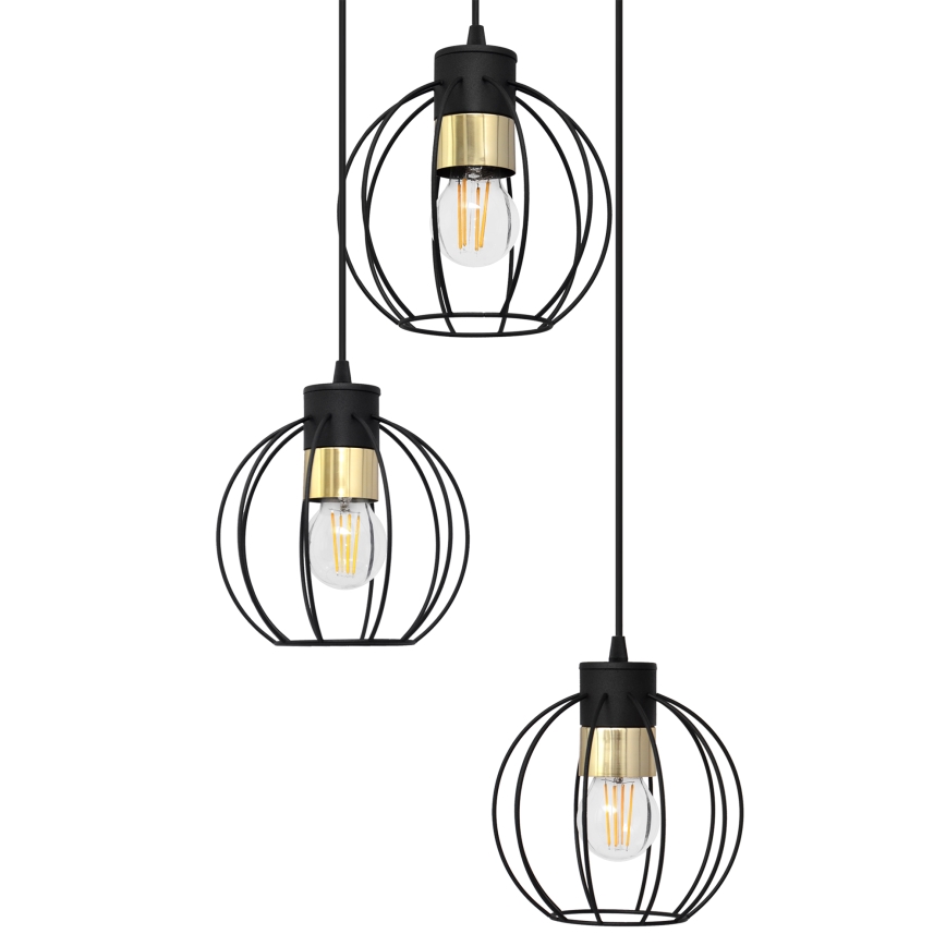 Csillár zsinóron STARLIGHT 3xE27/15W/230V fekete/arany