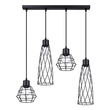 Csillár zsinóron SUBA 4xE27/15W/230V fekete