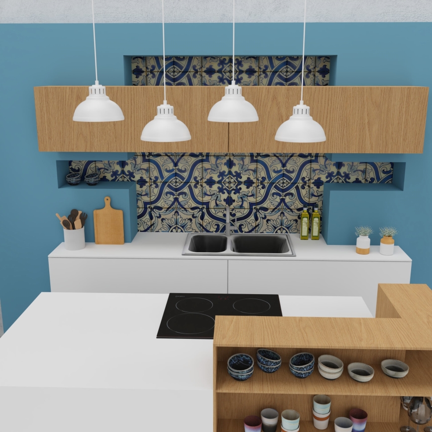 Csillár zsinóron SVEN 4xE27/15W/230V fehér