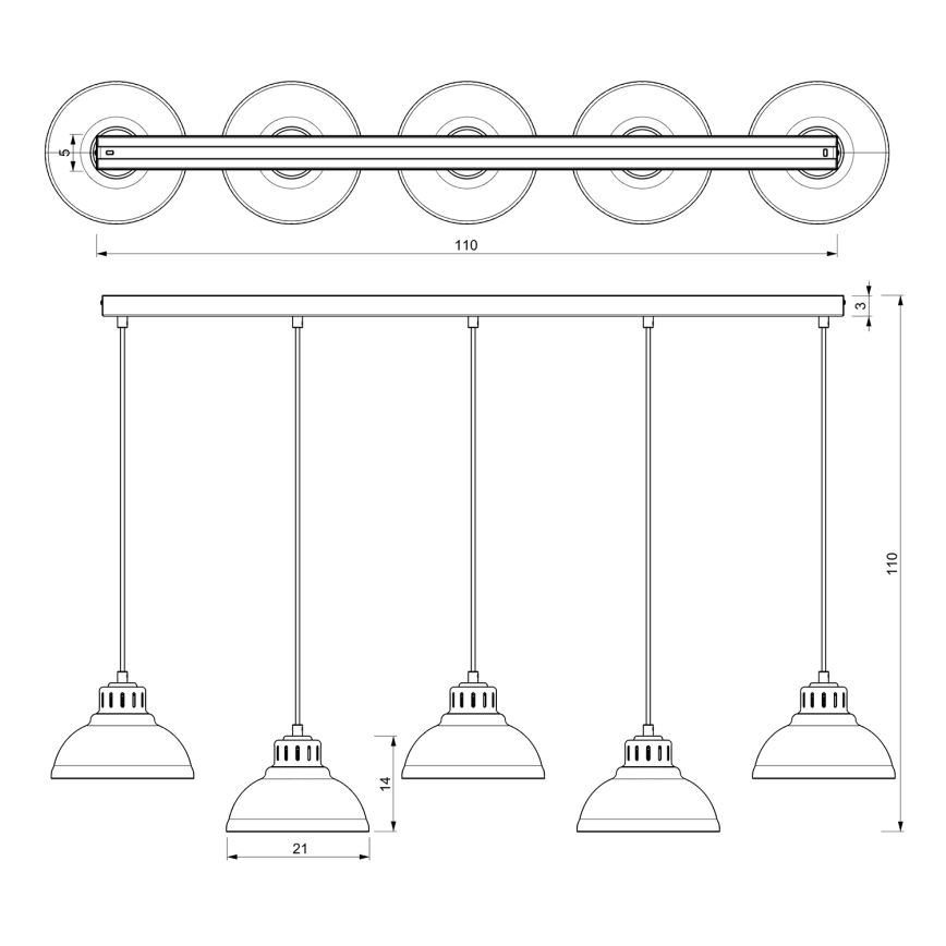Csillár zsinóron SVEN 5xE27/15W/230V réz