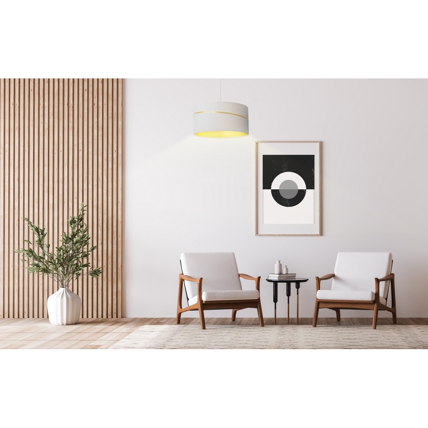 Csillár zsinóron SWING 1xE27/60W/230V fehér/arany