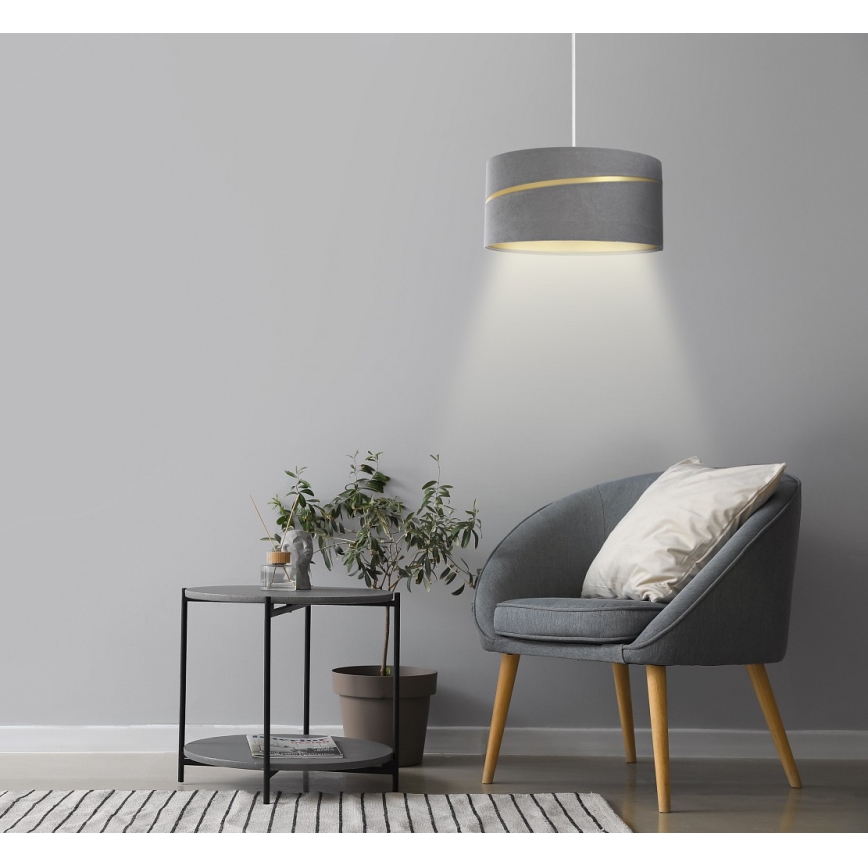 Csillár zsinóron SWING 1xE27/60W/230V szürke/arany