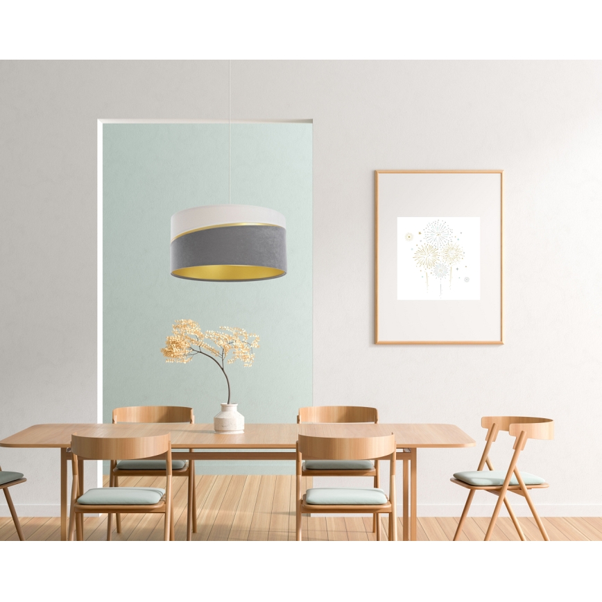 Csillár zsinóron SWING 1xE27/60W/230V szürke/fehér/arany