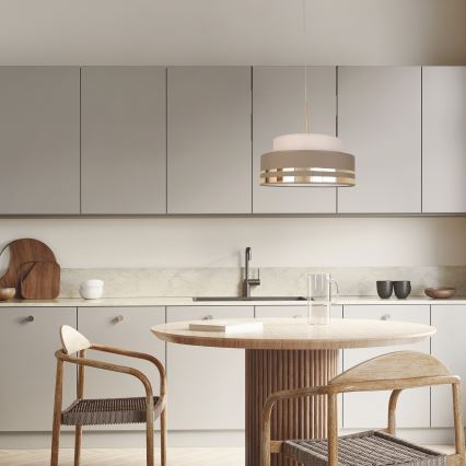 Csillár zsinóron TAMI 1xE27/60W/230V átm. 40 cm bézs/barna/arany