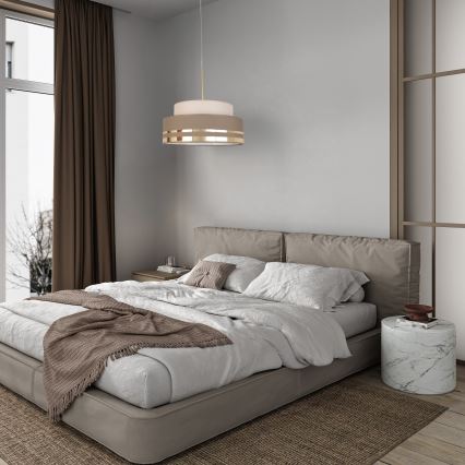 Csillár zsinóron TAMI 1xE27/60W/230V átm. 40 cm bézs/barna/arany