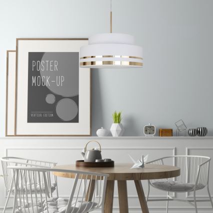 Csillár zsinóron TAMI 1xE27/60W/230V átm. 40 cm krémes/arany