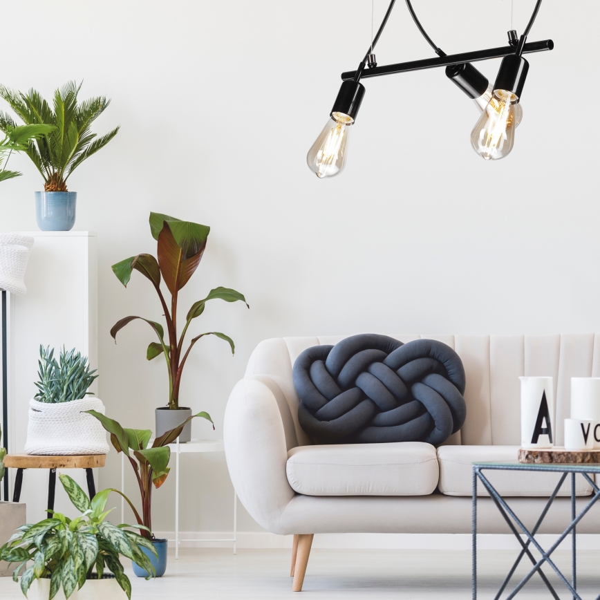 Csillár zsinóron TARO 3xE27/60W/230V fekete