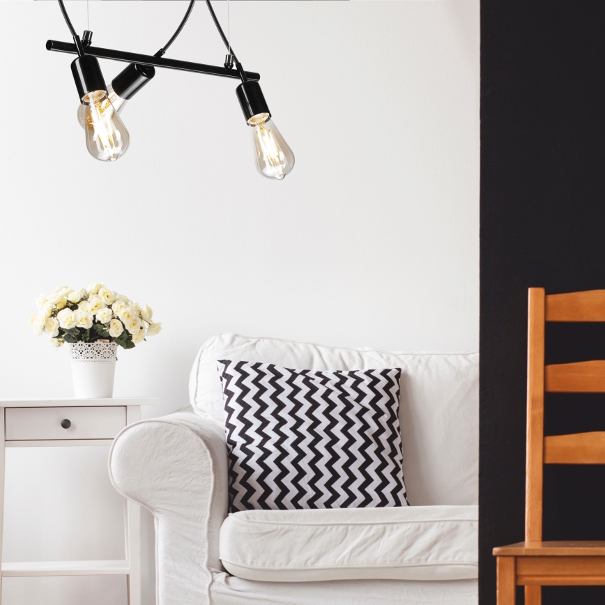 Csillár zsinóron TARO 3xE27/60W/230V fekete