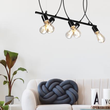 Csillár zsinóron TARO 5xE27/60W/230V fekete