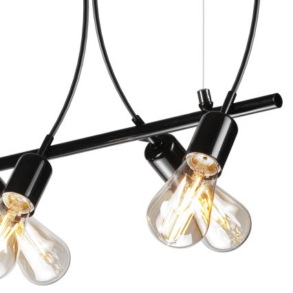 Csillár zsinóron TARO 5xE27/60W/230V fekete