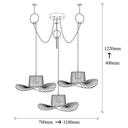 Csillár zsinóron TEL 3xE27/40W/230V pók