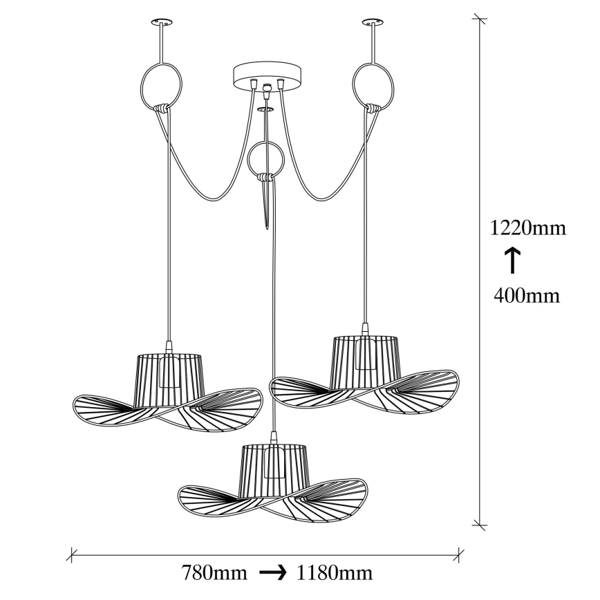 Csillár zsinóron TEL 3xE27/40W/230V pók