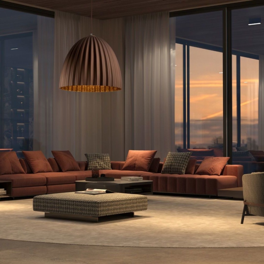 Csillár zsinóron TELMA 1xE27/60W/230V átm. 50 cm barna/arany