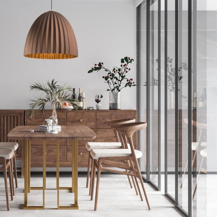 Csillár zsinóron TELMA 1xE27/60W/230V átm. 50 cm barna/arany