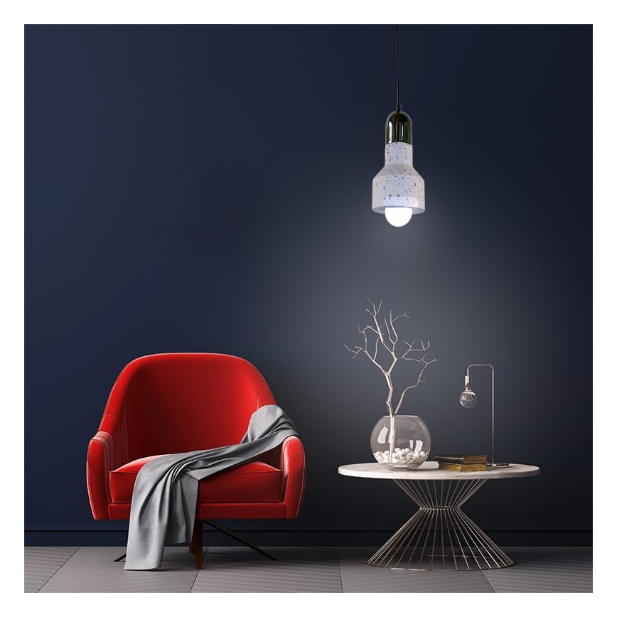 Csillár zsinóron TERRAZZO 1xE27/60W/230V átm. 12 cm krémes