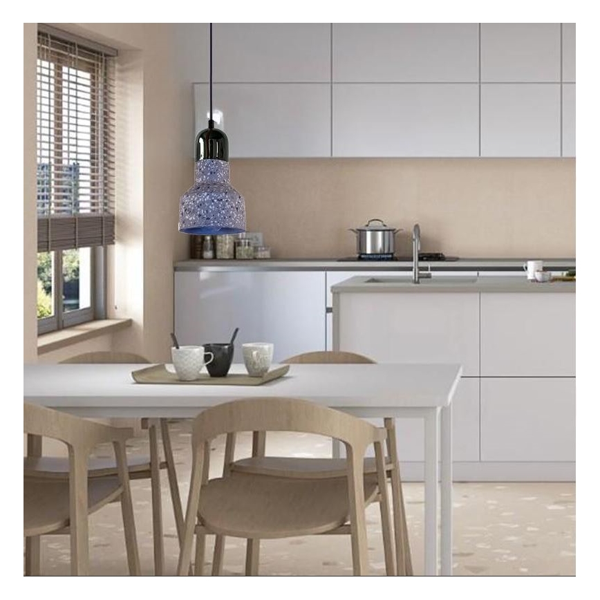 Csillár zsinóron TERRAZZO 1xE27/60W/230V átm. 12 cm szürke