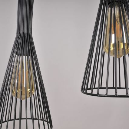 Csillár zsinóron TIANA 3xE27/20W/230V fekete