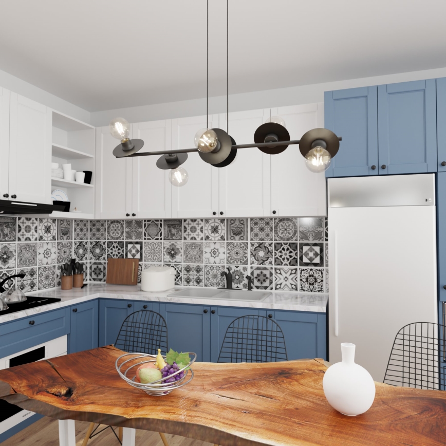 Csillár zsinóron TOKEN 6xE27/15W/230V fekete